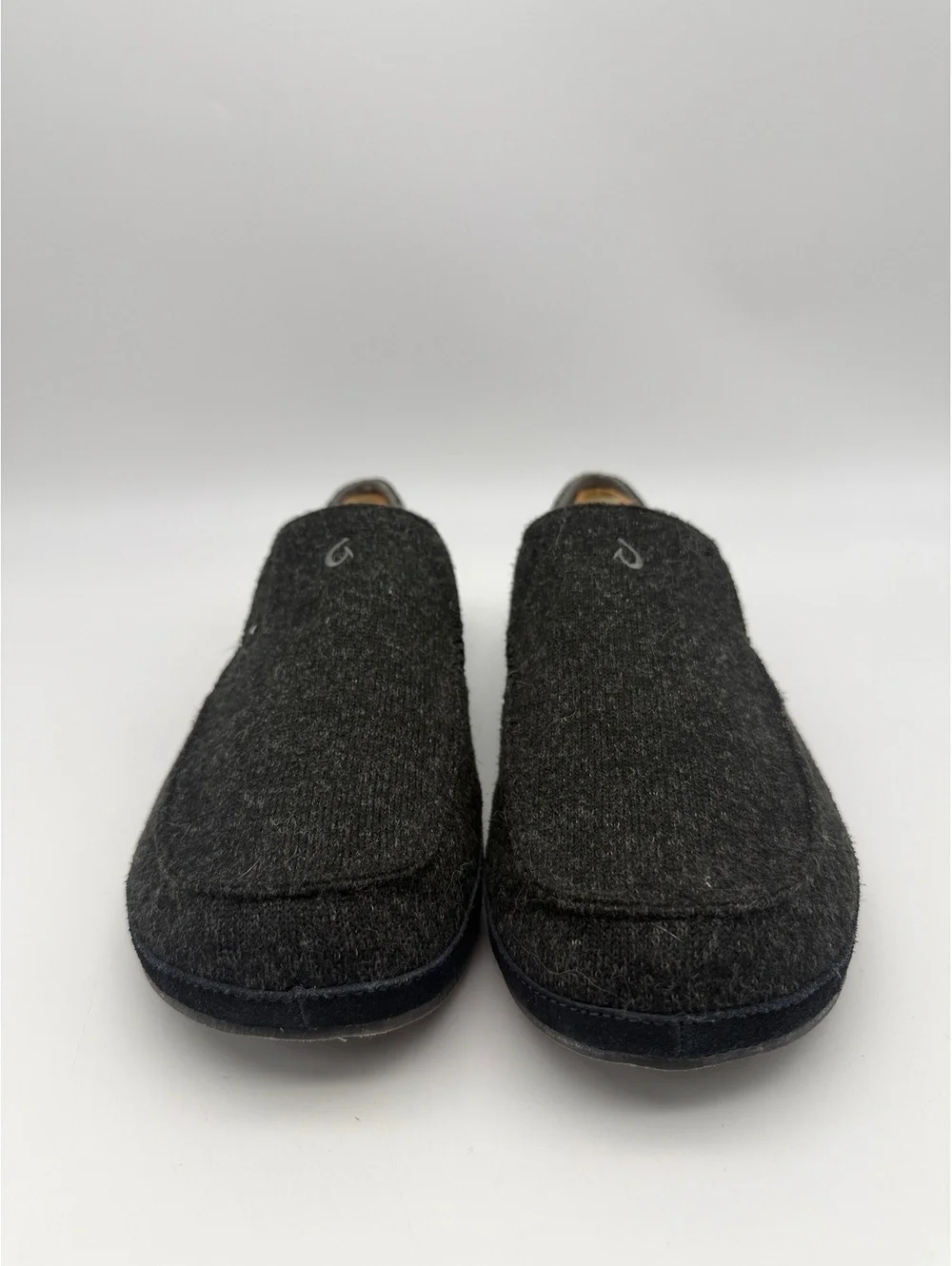 OluKai Moloa Hulu Men's Wool Slippers Black Shearling Lined Slip On Size 12